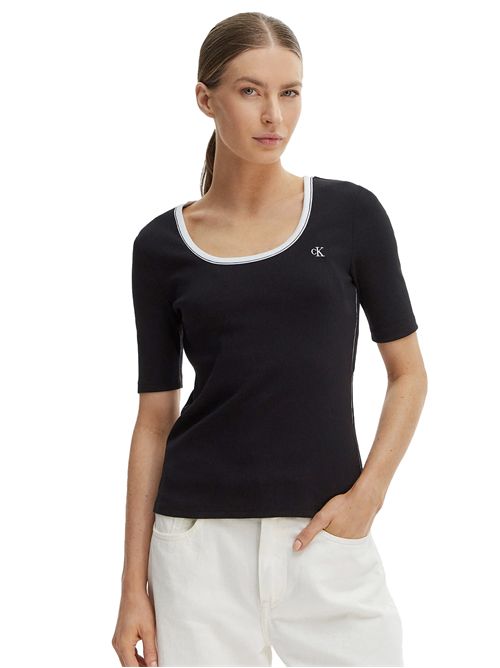Calvin Klein Slim Ribbed T-Shirt CALVIN KLEIN | LV047F247GUB1